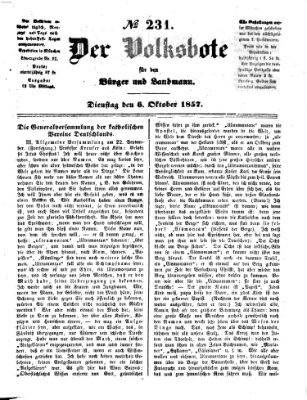 Der Volksbote für den Bürger und Landmann Dienstag 6. Oktober 1857