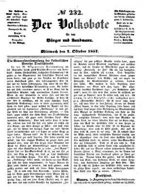 Der Volksbote für den Bürger und Landmann Mittwoch 7. Oktober 1857