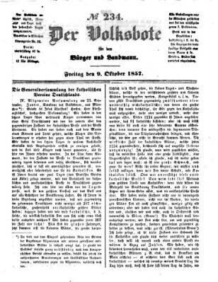 Der Volksbote für den Bürger und Landmann Freitag 9. Oktober 1857