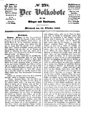 Der Volksbote für den Bürger und Landmann Mittwoch 14. Oktober 1857