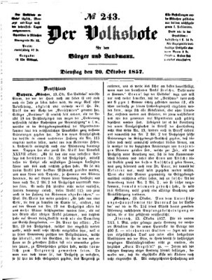 Der Volksbote für den Bürger und Landmann Dienstag 20. Oktober 1857