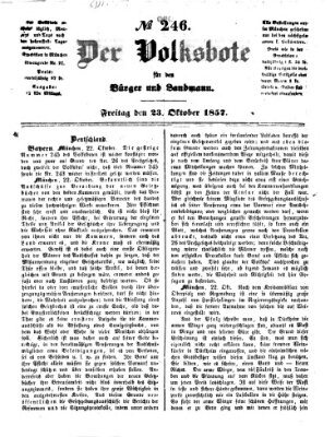 Der Volksbote für den Bürger und Landmann Freitag 23. Oktober 1857