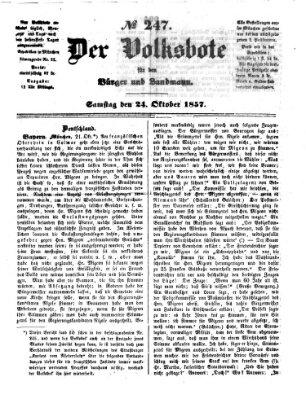 Der Volksbote für den Bürger und Landmann Samstag 24. Oktober 1857