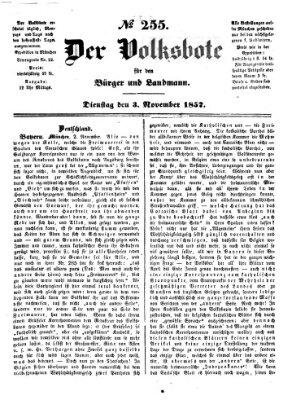 Der Volksbote für den Bürger und Landmann Dienstag 3. November 1857