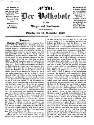 Der Volksbote für den Bürger und Landmann Dienstag 10. November 1857