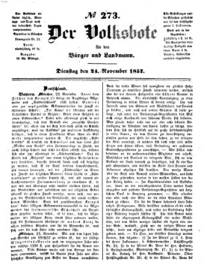 Der Volksbote für den Bürger und Landmann Dienstag 24. November 1857