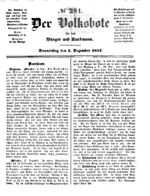 Der Volksbote für den Bürger und Landmann Donnerstag 3. Dezember 1857