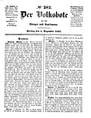 Der Volksbote für den Bürger und Landmann Freitag 4. Dezember 1857