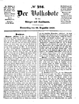 Der Volksbote für den Bürger und Landmann Donnerstag 10. Dezember 1857