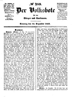 Der Volksbote für den Bürger und Landmann Sonntag 13. Dezember 1857