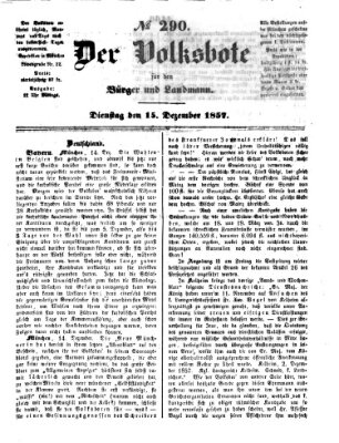 Der Volksbote für den Bürger und Landmann Dienstag 15. Dezember 1857