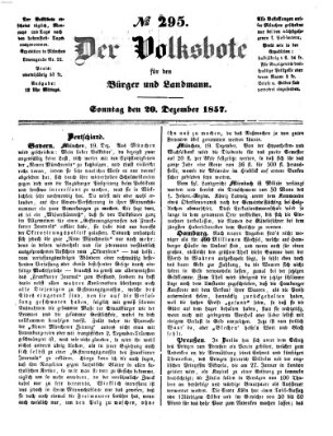 Der Volksbote für den Bürger und Landmann Sonntag 20. Dezember 1857