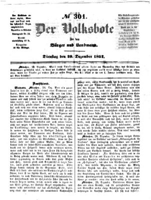 Der Volksbote für den Bürger und Landmann Dienstag 29. Dezember 1857