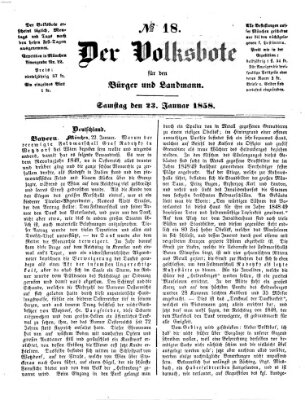 Der Volksbote für den Bürger und Landmann Samstag 23. Januar 1858