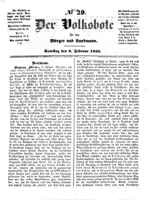 Der Volksbote für den Bürger und Landmann Samstag 6. Februar 1858