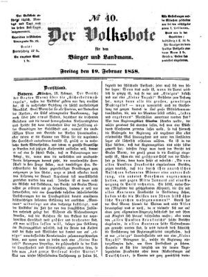 Der Volksbote für den Bürger und Landmann Freitag 19. Februar 1858