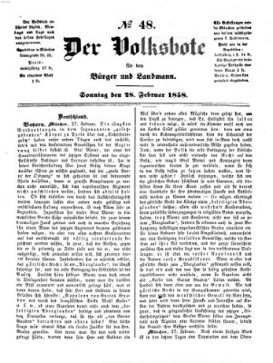 Der Volksbote für den Bürger und Landmann Sonntag 28. Februar 1858