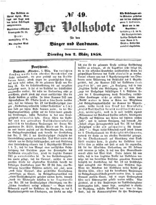 Der Volksbote für den Bürger und Landmann Dienstag 2. März 1858