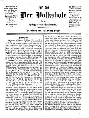 Der Volksbote für den Bürger und Landmann Mittwoch 10. März 1858