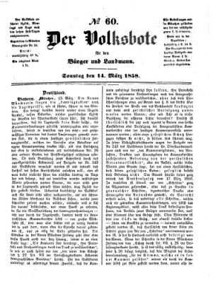 Der Volksbote für den Bürger und Landmann Sonntag 14. März 1858