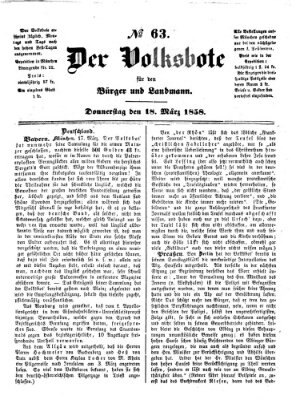 Der Volksbote für den Bürger und Landmann Donnerstag 18. März 1858