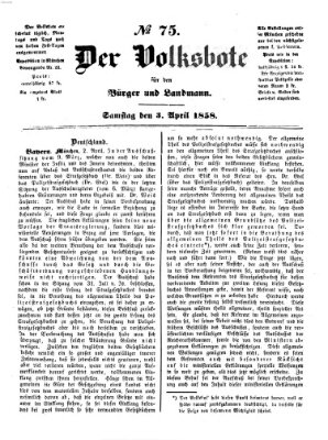 Der Volksbote für den Bürger und Landmann Samstag 3. April 1858