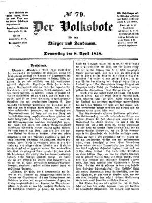 Der Volksbote für den Bürger und Landmann Donnerstag 8. April 1858