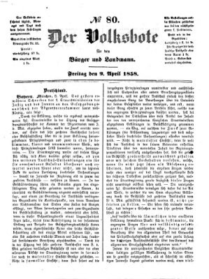 Der Volksbote für den Bürger und Landmann Freitag 9. April 1858