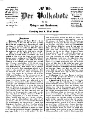 Der Volksbote für den Bürger und Landmann Samstag 1. Mai 1858