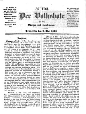 Der Volksbote für den Bürger und Landmann Donnerstag 6. Mai 1858