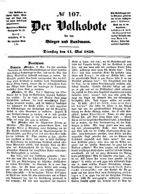 Der Volksbote für den Bürger und Landmann Dienstag 11. Mai 1858