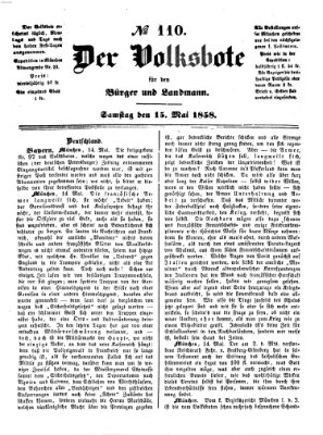 Der Volksbote für den Bürger und Landmann Samstag 15. Mai 1858