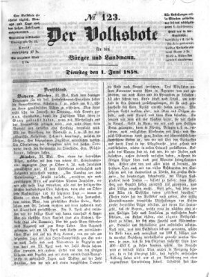 Der Volksbote für den Bürger und Landmann Dienstag 1. Juni 1858