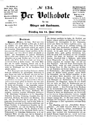 Der Volksbote für den Bürger und Landmann Dienstag 15. Juni 1858