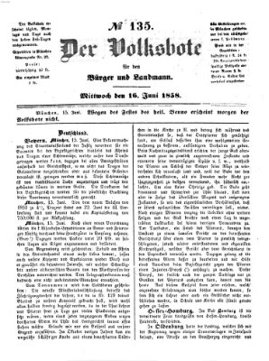 Der Volksbote für den Bürger und Landmann Mittwoch 16. Juni 1858