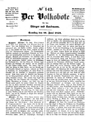 Der Volksbote für den Bürger und Landmann Samstag 26. Juni 1858