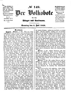 Der Volksbote für den Bürger und Landmann Sonntag 4. Juli 1858