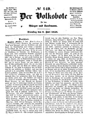 Der Volksbote für den Bürger und Landmann Dienstag 6. Juli 1858