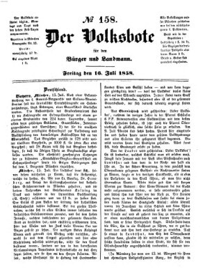 Der Volksbote für den Bürger und Landmann Freitag 16. Juli 1858