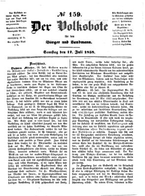 Der Volksbote für den Bürger und Landmann Samstag 17. Juli 1858