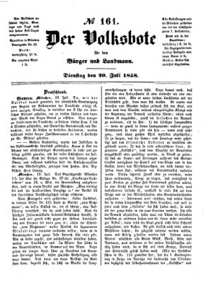 Der Volksbote für den Bürger und Landmann Dienstag 20. Juli 1858