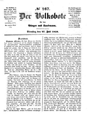 Der Volksbote für den Bürger und Landmann Dienstag 27. Juli 1858