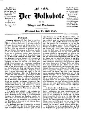 Der Volksbote für den Bürger und Landmann Mittwoch 28. Juli 1858