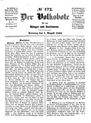 Der Volksbote für den Bürger und Landmann Sonntag 1. August 1858