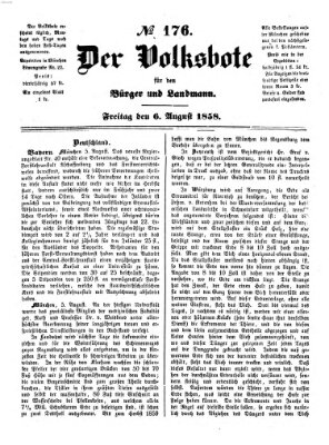 Der Volksbote für den Bürger und Landmann Freitag 6. August 1858