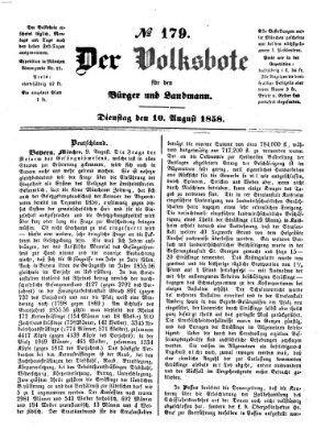 Der Volksbote für den Bürger und Landmann Dienstag 10. August 1858