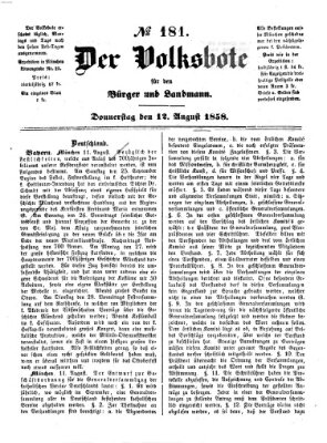 Der Volksbote für den Bürger und Landmann Donnerstag 12. August 1858