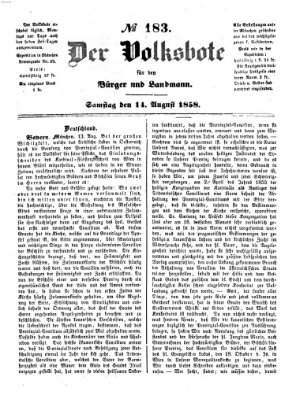 Der Volksbote für den Bürger und Landmann Samstag 14. August 1858