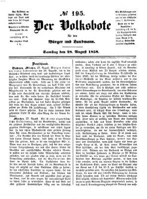 Der Volksbote für den Bürger und Landmann Samstag 28. August 1858