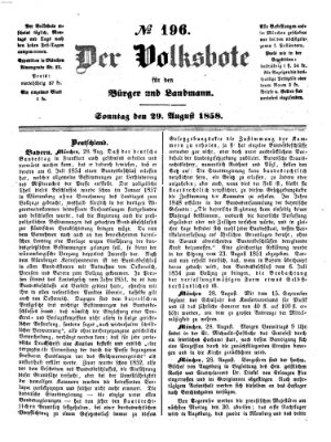 Der Volksbote für den Bürger und Landmann Sonntag 29. August 1858